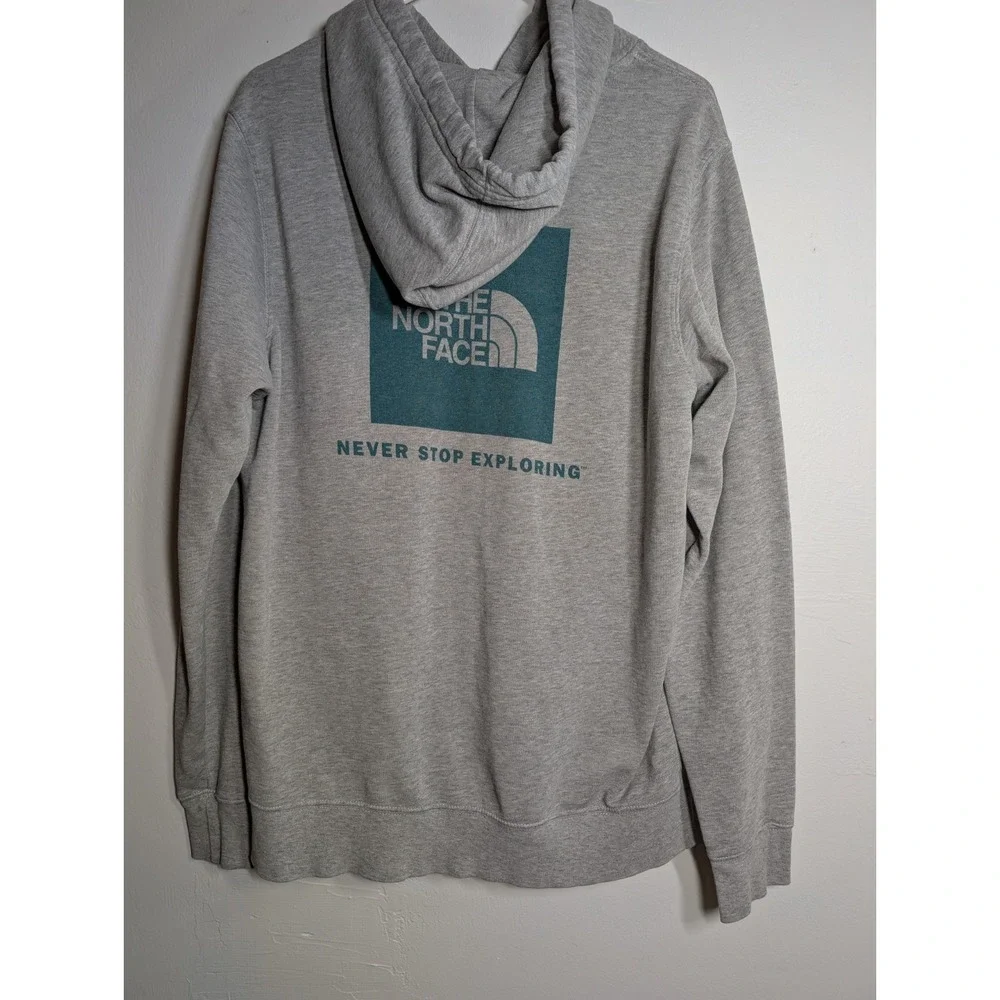 Men's North Face‎ Gray Pullover Size L Graphic Hoodie Never Stop Exploring